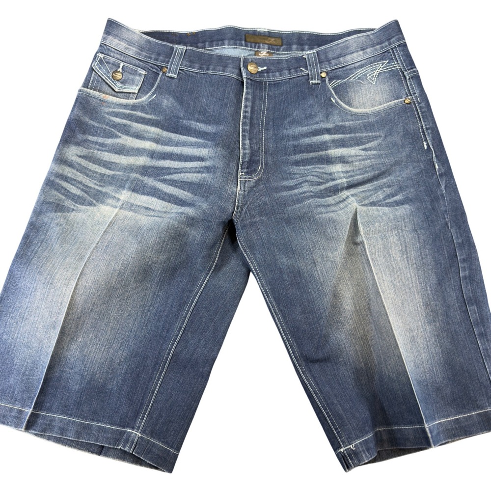 Jinzu Relaxed Fit Denim y2k Cargo Shorts Longline Blue Size 36